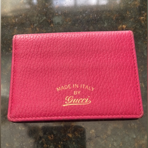 Gucci Fuchsia Leather Card Case/Train Pass - Picture 1 of 9
